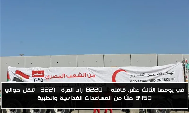 في يومها الثالث عشر، قافلة “زاد العزة” تنقل حوالي 3450 طنًا من المساعدات الغذائية والطبية