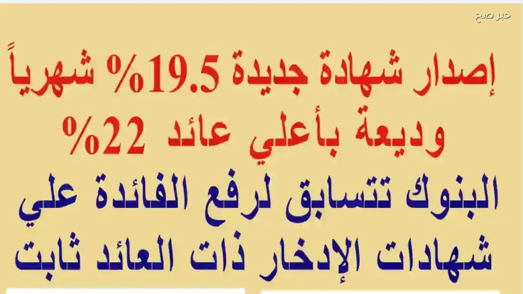 أعلى شهادات ادخار في مصر عائد شهري حتى 22%