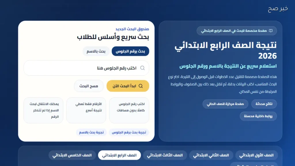 نتيجة الصف الرابع الإبتدائي الفصل الدراسي الثاني