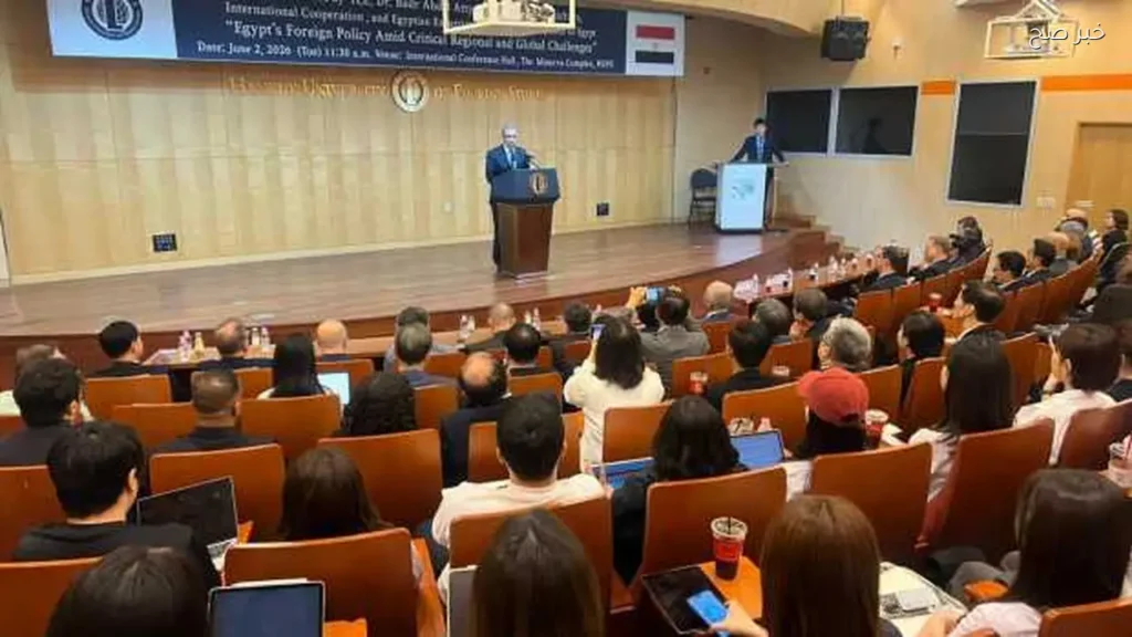 عبد العاطي: قضية المياه تمثل تحديًا وجوديًا لمصر في جامعة هانكوك